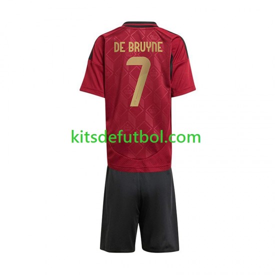 Equipación completa Niño Bélgica De Bruyne 7 Euro 2024 Camiseta de local Manga Corta