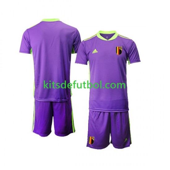 Equipación completa Niño Bélgica Portero Courtois 1 2021-2022 Camiseta de visitante Manga Corta