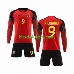 Equipación completa Niño Bélgica R.LUKAKU 9 World Cup 2022 Camiseta de local Manga Larga