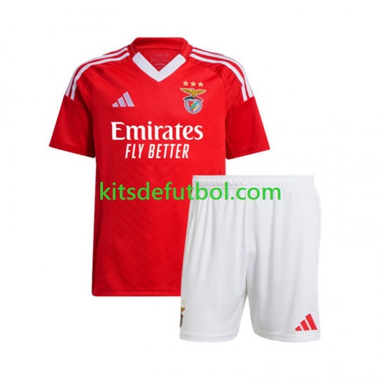 Equipación completa Niño Benfica Camiseta Rojo de local 2024-2025 Manga Corta