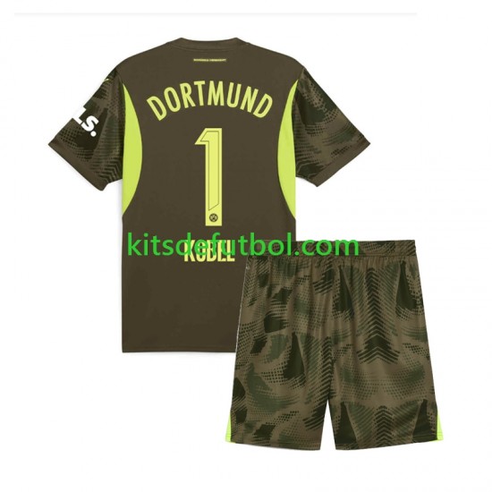Equipación completa Niño Borussia Dortmund Portero Gregor Kobel 1 Camiseta de visitante 2024-2025 Manga Corta