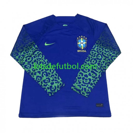 Brasil World Cup 2022 Hombre Camiseta de visitante Manga Larga