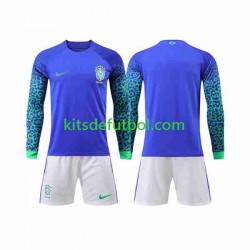 Equipación completa Niño Brasil World Cup 2022 Camiseta de visitante Manga Larga