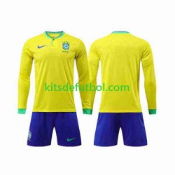 Equipación completa Niño Brasil World Cup 2022 Camiseta de local Manga Larga