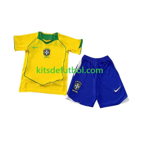 Equipación completa Niño Brasil Retro 2004 Camiseta de local Manga Corta