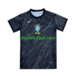 Brasil Portero Copa America 2024 Hombre Camiseta Negro de visitante Manga Corta