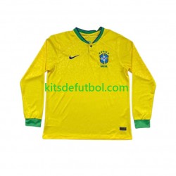 Brasil World Cup 2022 Hombre Camiseta de local Manga Larga