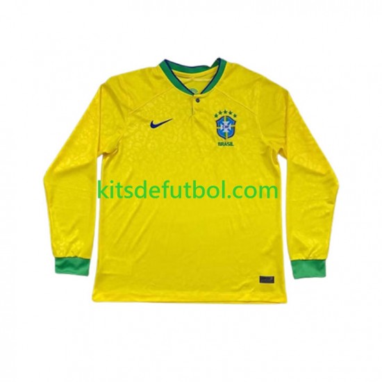 Brasil World Cup 2022 Hombre Camiseta de local Manga Larga