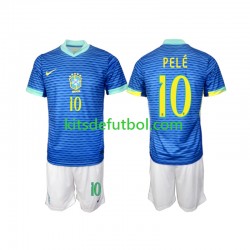 Equipación completa Niño Brasil PELE 10 2024 Camiseta de visitante Manga Corta