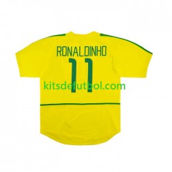 Brasil RONALDINHO 11 Retro 2002 Hombre Camiseta de local Manga Corta