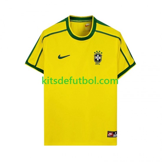 Brasil Retro 1998 Hombre Camiseta de local Manga Corta