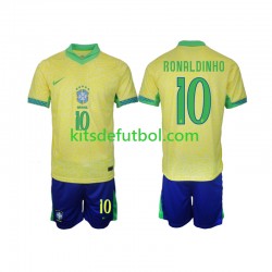 Equipación completa Niño Brasil Ronaldinho 10 2024 Camiseta de local Manga Corta