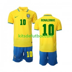 Equipación completa Niño Brasil Ronaldinho 10 World Cup 2022 Camiseta de local Manga Corta