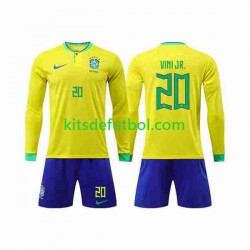 Equipación completa Niño Brasil Vinicius Junior 20 World Cup 2022 Camiseta de local Manga Larga