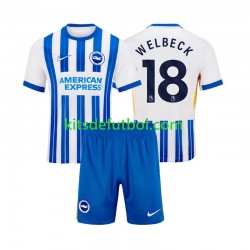 Equipación completa Niño Brighton Hove Albion WELBECK 18 Camiseta de local 2024-2025 Manga Corta