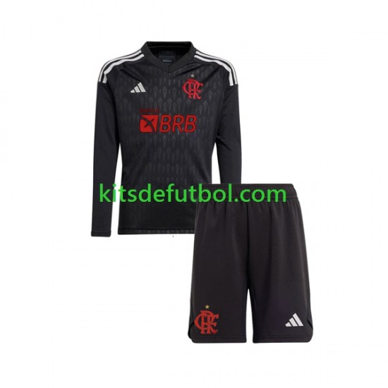 Equipación completa Niño CR Flamengo Portero Camiseta de visitante 2023-2024 Manga Larga