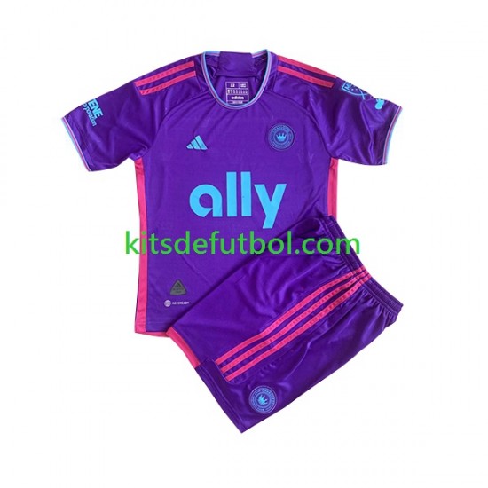 Equipación completa Niño Charlotte FC 2023 Camiseta de visitante Manga Corta