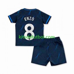 Equipación completa Niño Chelsea Enzo Fernandez 8 Camiseta de visitante 2023-2024 Manga Corta