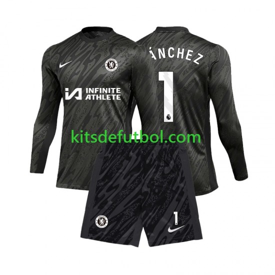Equipación completa Niño Chelsea Portero Robert Sanchez 1 Camiseta de visitante 2024-2025 Manga Larga