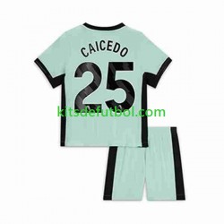 Equipación completa Niño Chelsea Moises Caicedo 25 Camiseta alternativa 2023-2024 Manga Corta