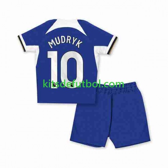 Equipación completa Niño Chelsea Mykhaylo Mudryk 10 Camiseta de local 2023-2024 Manga Corta