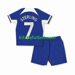 Equipación completa Niño Chelsea Raheem Sterling 7 Camiseta de local 2023-2024 Manga Corta