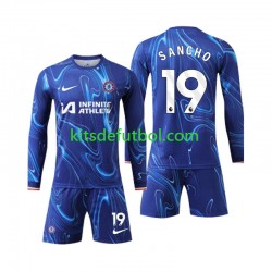 Equipación completa Niño Chelsea Sancho 19 Camiseta de local 2024-2025 Manga Larga