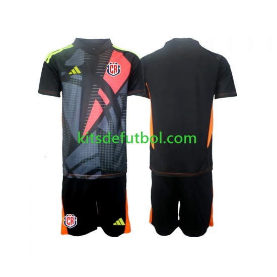 Equipación completa Niño Costa Rica Portero 2024 Camiseta Negro alternativa Manga Corta