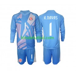 Equipación completa Niño Costa Rica Portero Keylor Navas 1 2024 Camiseta Azul de local Manga Larga