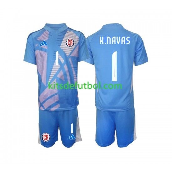 Equipación completa Niño Costa Rica Portero Keylor Navas 1 2024 Camiseta Azul de local Manga Corta