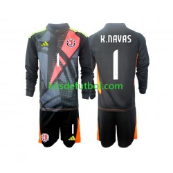 Equipación completa Niño Costa Rica Portero Keylor Navas 1 2024 Camiseta Negro alternativa Manga Larga