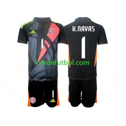 Equipación completa Niño Costa Rica Portero Keylor Navas 1 2024 Camiseta Negro alternativa Manga Corta