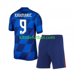 Equipación completa Niño Croacia Andrej Kramaric 9 Euro 2024 Camiseta de visitante Manga Corta