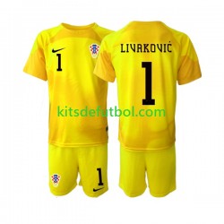 Equipación completa Niño Croacia Portero Dominik Livakovic 1 World Cup 2022 Camiseta de local Manga Corta