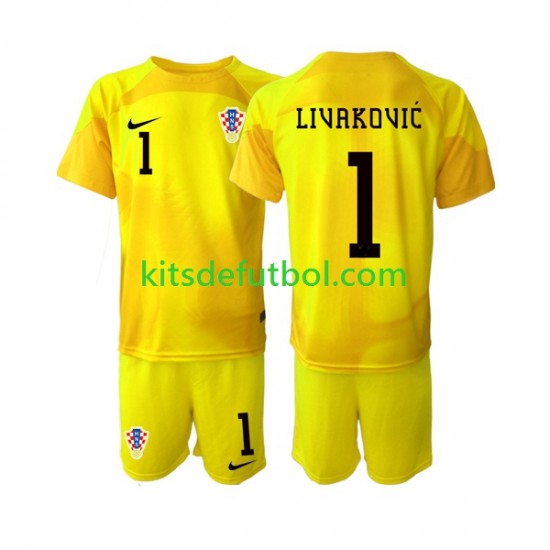 Equipación completa Niño Croacia Portero Dominik Livakovic 1 World Cup 2022 Camiseta de local Manga Corta Equipación completa Niño Croacia Portero Dominik Livakovic 1 World Cup 2022 Camiseta de local Manga Corta