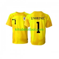 Croacia Portero Dominik Livakovic 1 World Cup 2022 Hombre Camiseta de local Manga Corta