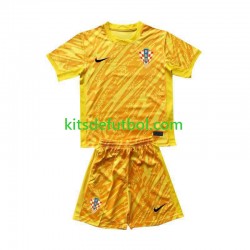 Equipación completa Niño Croacia Portero Euro 2024 Camiseta Amarillo de local Manga Corta