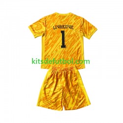 Equipación completa Niño Croacia Portero DOMINIK LIVAKOVIC 1 Euro 2024 Camiseta Amarillo de local Manga Corta