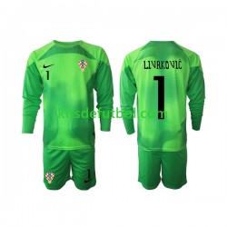 Equipación completa Niño Croacia Portero Livakovic 1 World Cup 2022 Camiseta de visitante Manga Larga