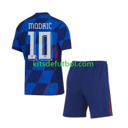 Equipación completa Niño Croacia Luca Modric 10 Euro 2024 Camiseta de visitante Manga Corta