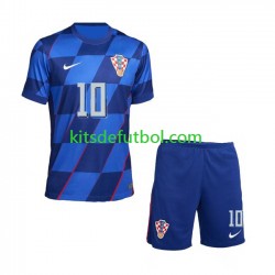 Equipación completa Niño Croacia Luca Modric 10 Euro 2024 Camiseta de visitante Manga Corta