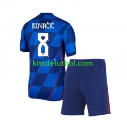 Equipación completa Niño Croacia Mateo Kovacic 8 Euro 2024 Camiseta de visitante Manga Corta