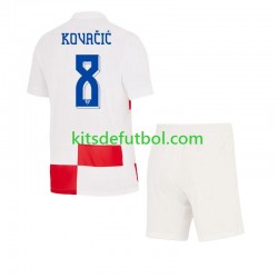 Equipación completa Niño Croacia Mateo Kovacic 8 Euro 2024 Camiseta de local Manga Corta