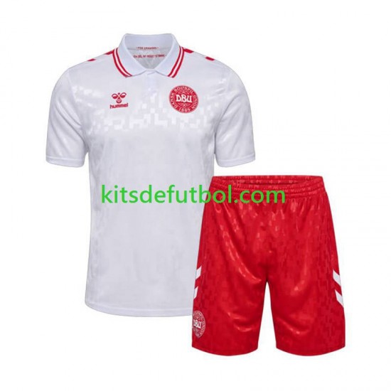 Equipación completa Niño Dinamarca Euro 2024 Camiseta de visitante Manga Corta