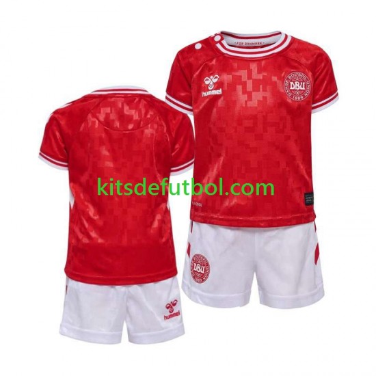Equipación completa Niño Dinamarca Euro 2024 Camiseta de local Manga Corta