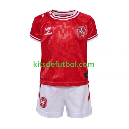 Equipación completa Niño Dinamarca Euro 2024 Camiseta de local Manga Corta