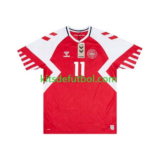 Dinamarca Rasmus Hojlund 11 Hombre Camiseta de local 2023-2024 Manga Corta
