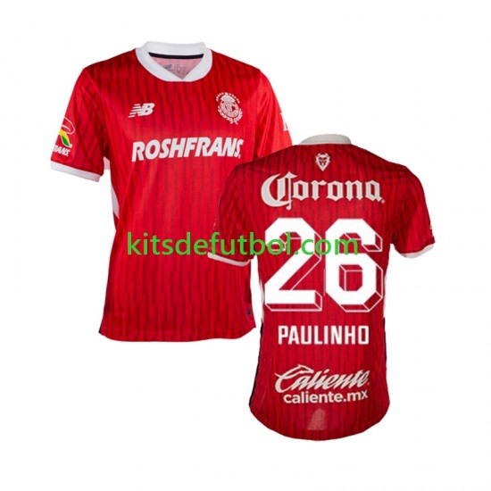 Deportivo Toluca Paulinho 26 Hombre Camiseta de local 2024-2025 Manga Corta
