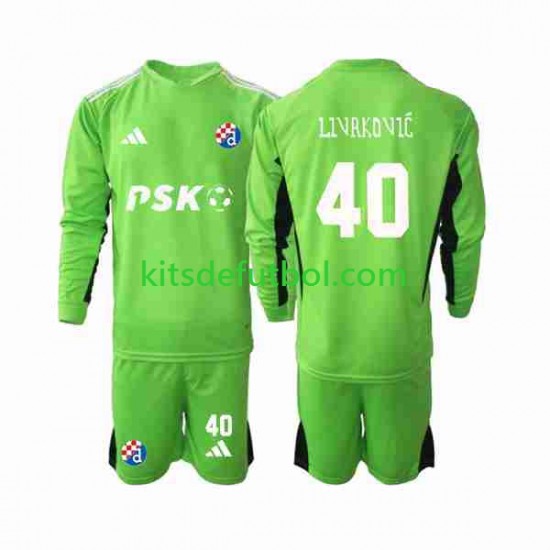 Equipación completa Niño Dinamo Zagreb Portero Livakovic 40 Camiseta de local 2023-2024 Manga Larga