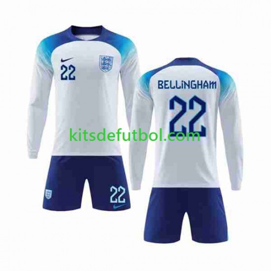 Equipación completa Niño Inglaterra Bellingham 22 World Cup 2022 Camiseta de local Manga Larga